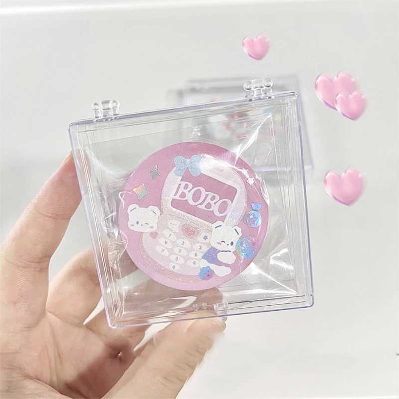 Acrylic Transparent Square Desk Storage Box Photocard Holder Card Holder Sticker Stationery Card Holder Classification Box