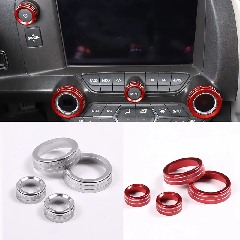 Car Central Console AC Volume Knob Button Switch Cover Trim For Chevrolet Corvette C7 2014-2019