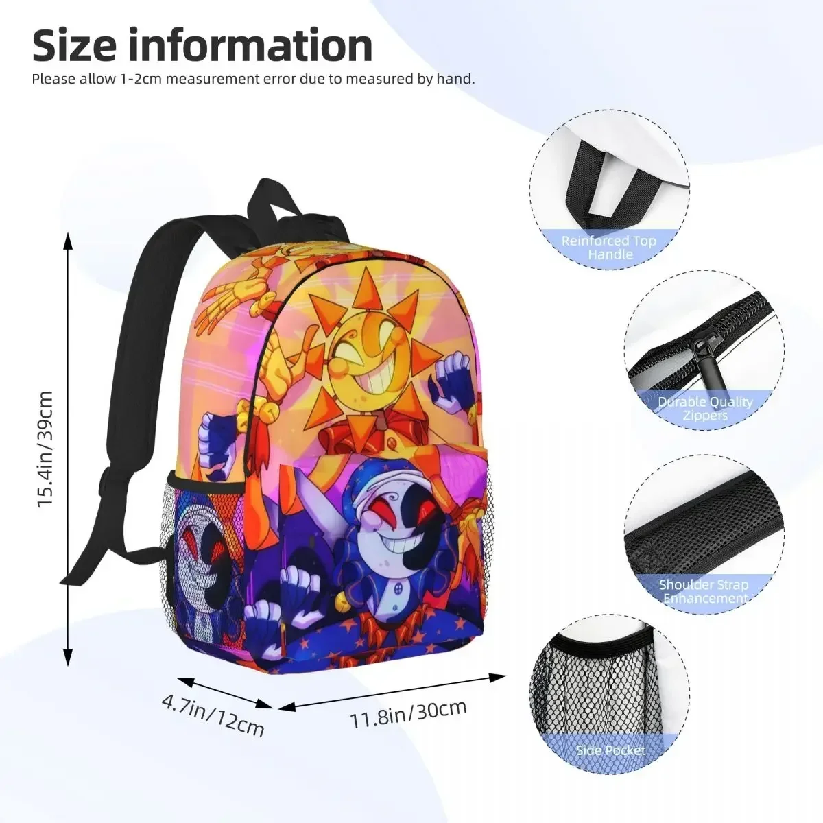 Cartoon Sundrop F-FNAF-S Moondrop Backpack Hot Sale Daypack  Boys Girls BookBag Shoulder Bags for Men Women Kids School Bag