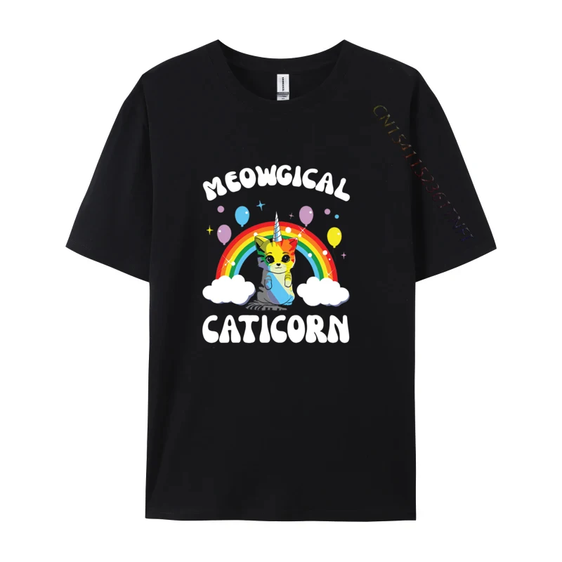 Meowgical Caticorn Funny Unicorn Cut T Shirts Tees Fashion Cotton Customized Luxury T Shirt Men High Quality