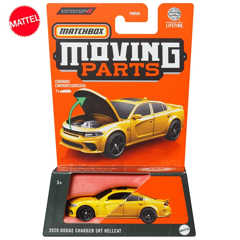 Original Mattel Toys Matchbox Car Moving Parts 1/64 20 Dodge Charger Srt Hellcat Metal Diecast Vehicle Model Gift for Collectors