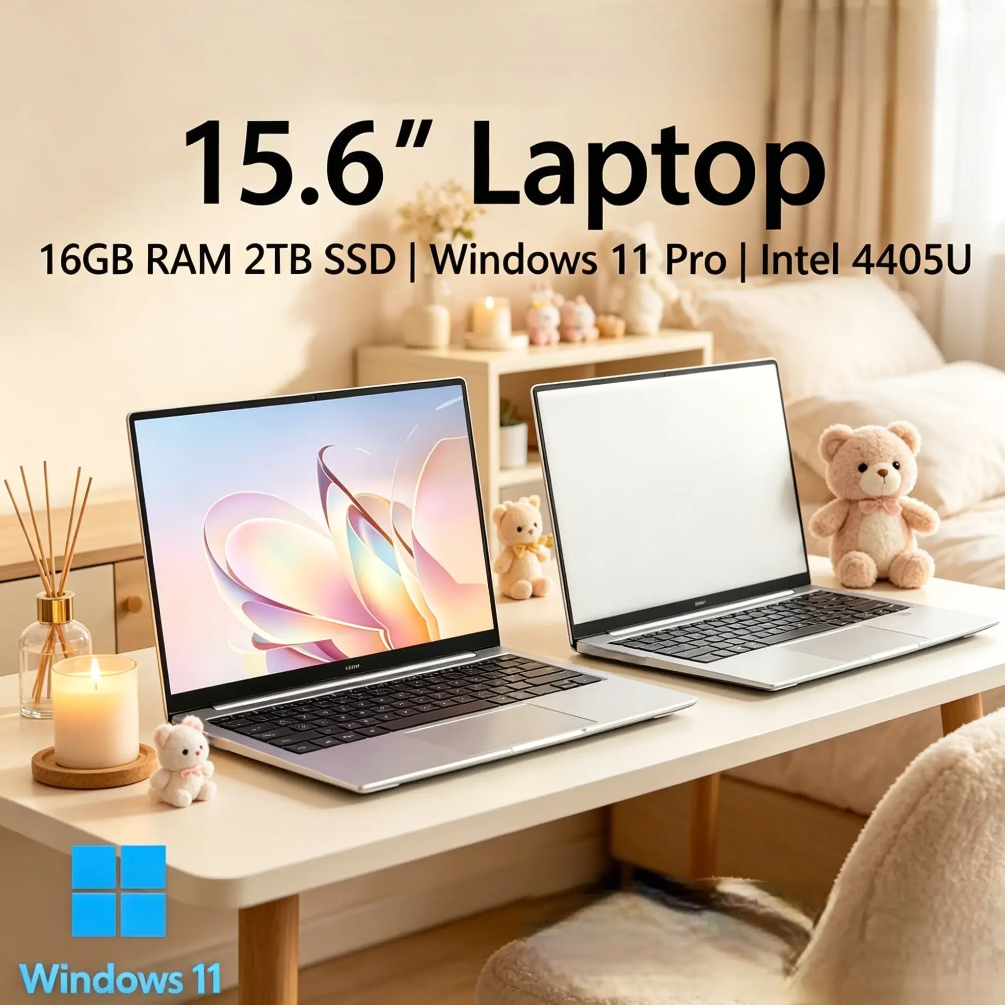 Nueva llegada: Portátil ultrafino de 15.6 pulgadas, con procesador Intel Celeron 4405U, Windows 11 Pro preinstalado, 16 GB de RAM y SSD de 2 TB