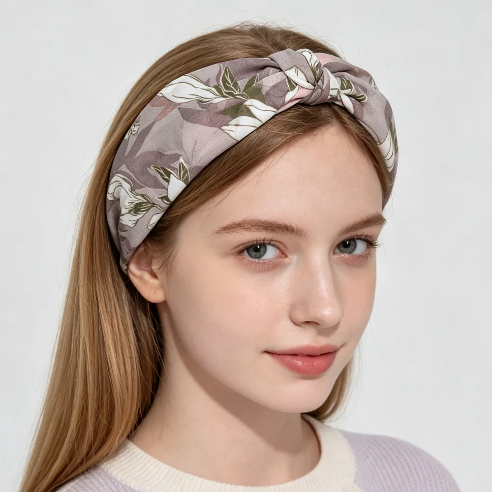 Vintage Floral Knotted Headbands for Women Soft Fabric Twisted Hair Hoop Non Slip Hairbands Daily Makeup Hair Accessories