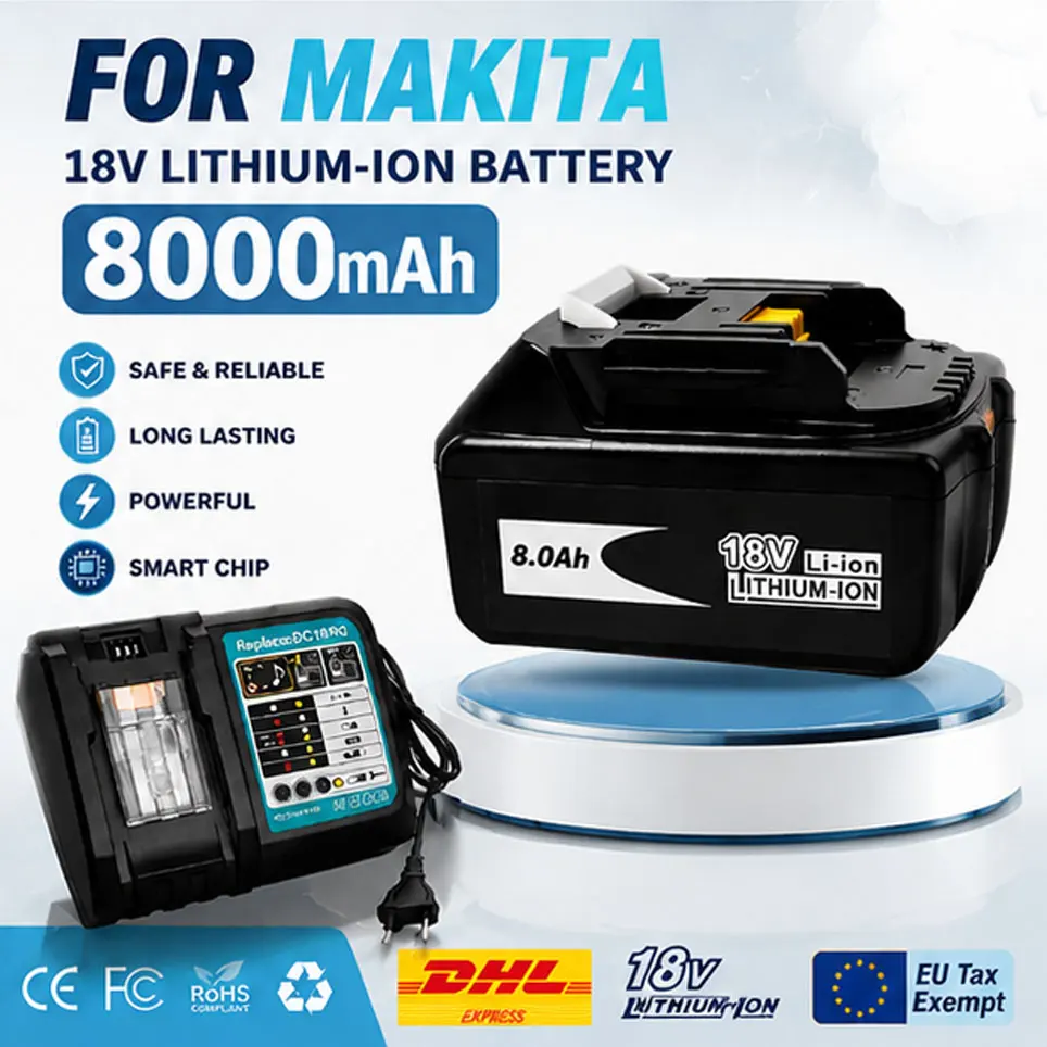 Kabelloser Werkzeugakku 18V 8,0AH Lithium-Ionen Passend für Makita LXT DDF487 BL1830 BL1860 BL1850 BL1840 BL1840B BL1830B BL1815B BL1815 BL1815N BL1820