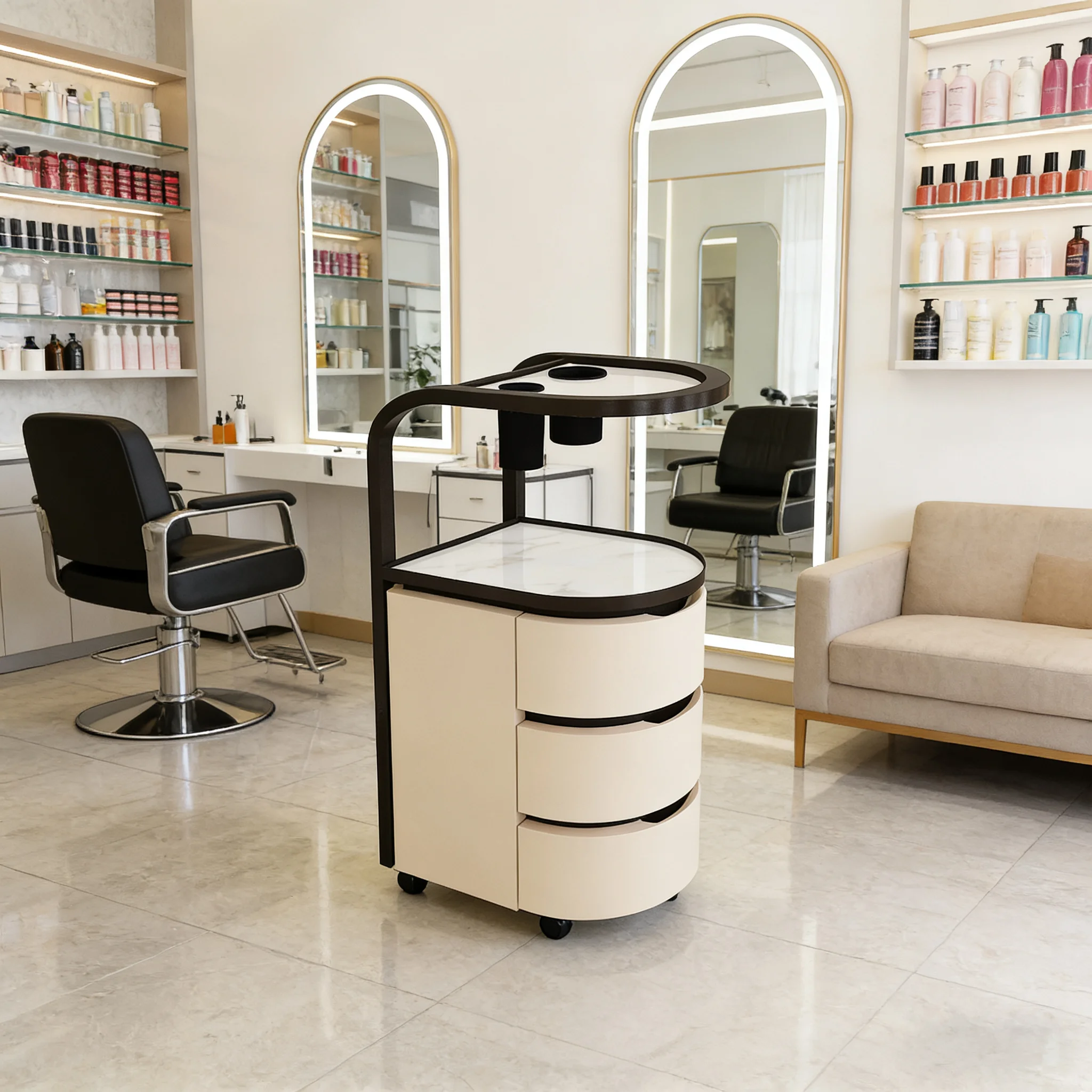 Modern beauty salon cart, luxury mobile dressing table cart for beauty salon finishing