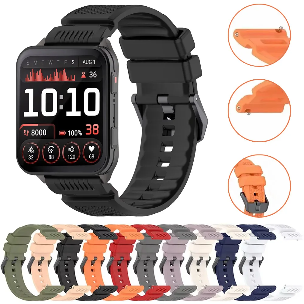 24mm Armor Pattern Silicone Strap For Garmin Venu X1 Sport Belt Replaceable Watchband For COROS APEX 4 46mm/Ticwatch Atlas-Pro 5