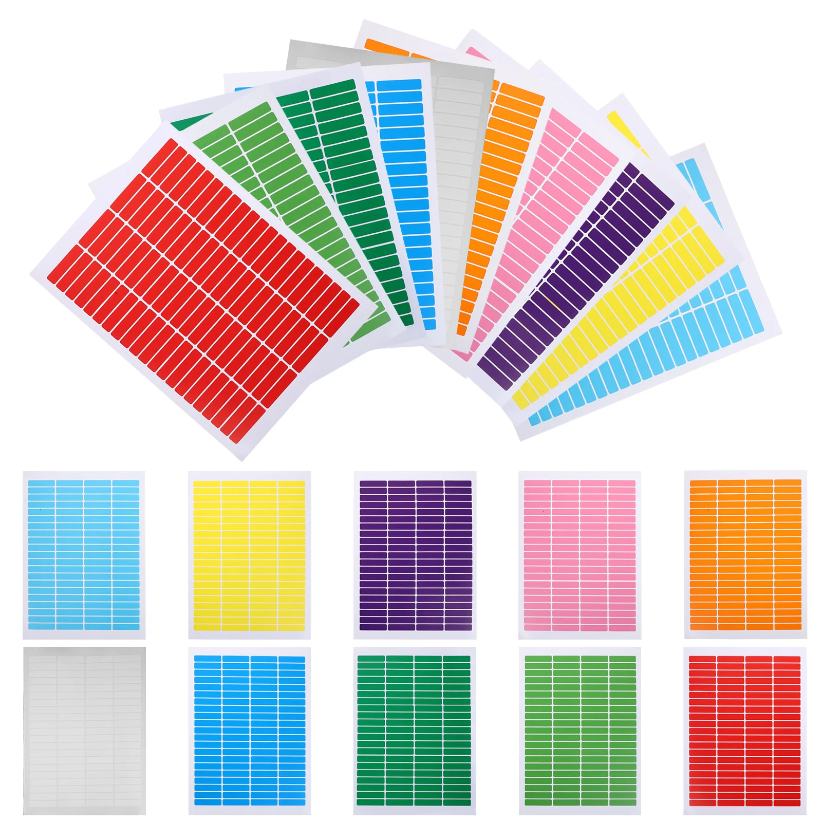 20 ورقة مقاوم للماء مستطيل اللون الترميز تسميات فارغة اسم العلامة ملصقات ورق ملصقات ذاتية اللصق لمجلد الملفات