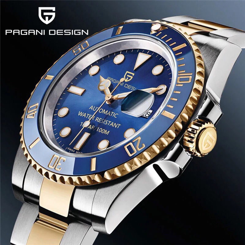 PAGANI DESIGN Top Brand Automatic Mechanical Men Watch Sports 100M Waterproof Sapphire NH35 Wristwatch Golg Relogio Masculino