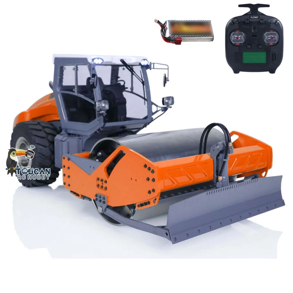 Metalowe ciężarówki LESU Aoue-H13i 1:14 RC Hydrauliczny walec drogowy RTR Sterowany radiowo, malowane, zmontowane modele samochodów, prezenty dla chłopców TH23510