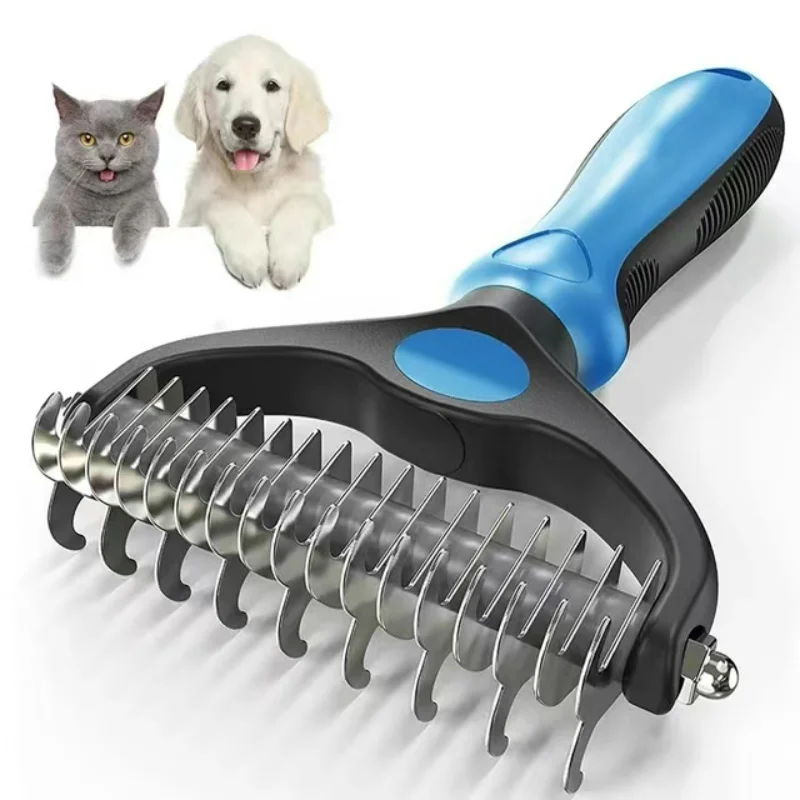 Removedor de Nós para Pelos de Animais de Estimação, Ferramenta de Tosa para Cães, Escova de Remoção de Pelos de Gatos, Pente de Aço Inoxidável Dupla Face, Produtos para Animais de Estimação