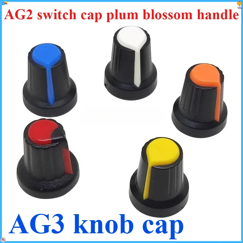 30PCS Potentiometer Knobs Set 15X17mm 6mmWH148 B10K Color Cap Knob Assortment Yellow Orange Blue White Red Green for Electronics
