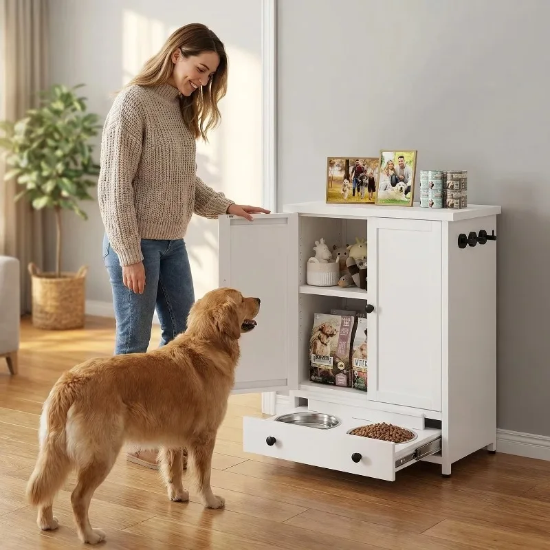 Custom Pet Storage Cabinet with Integrated Feeding Station – Stationary Design, No Closure