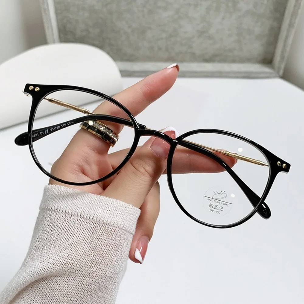 Anti-Blaulicht-Brille, schlicht, ultraleicht, errötend, kaltbraun, koreanische Anti-Strahlungs-Brille, runder Metallrahmen – Detail 7