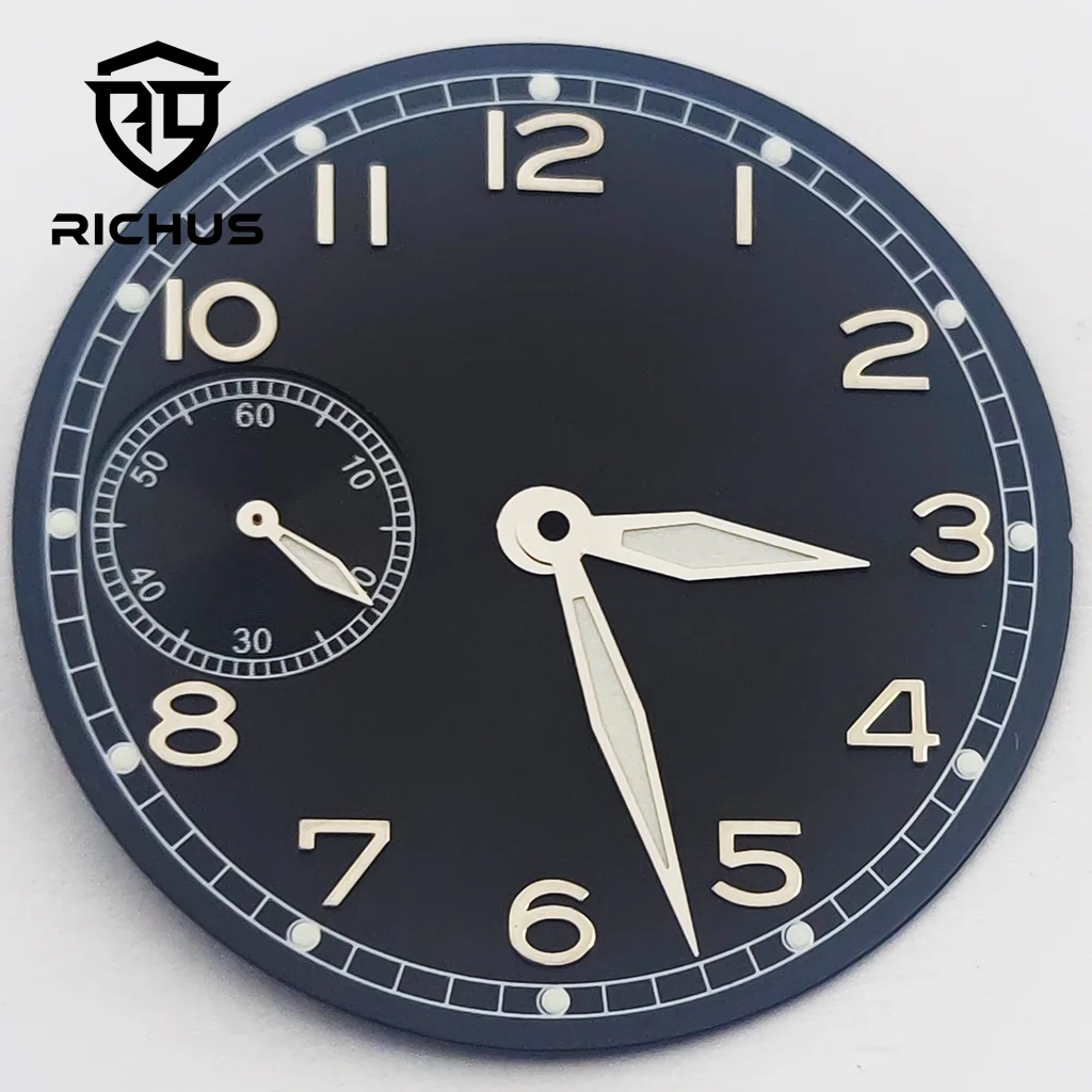 RICHUS 37mm Watch Dial With Hands Green Luminous Fit ETA6497 ST3600 Movement Watch Accessories