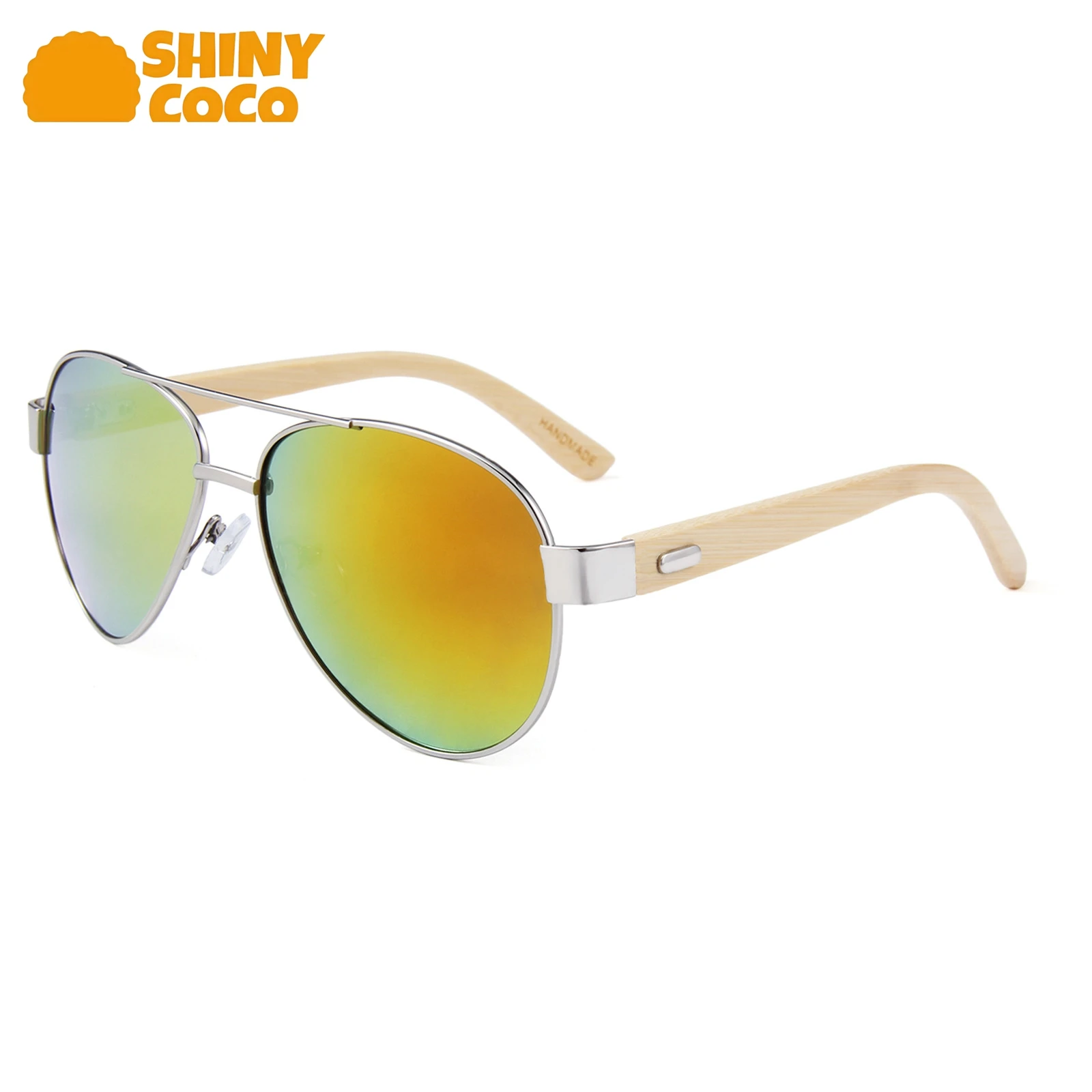 

ShinyCoCo Luxury Brand New Cross Border Bamboo And Wood Large Frame Sun Protective Wooden Aviator Sunglasses