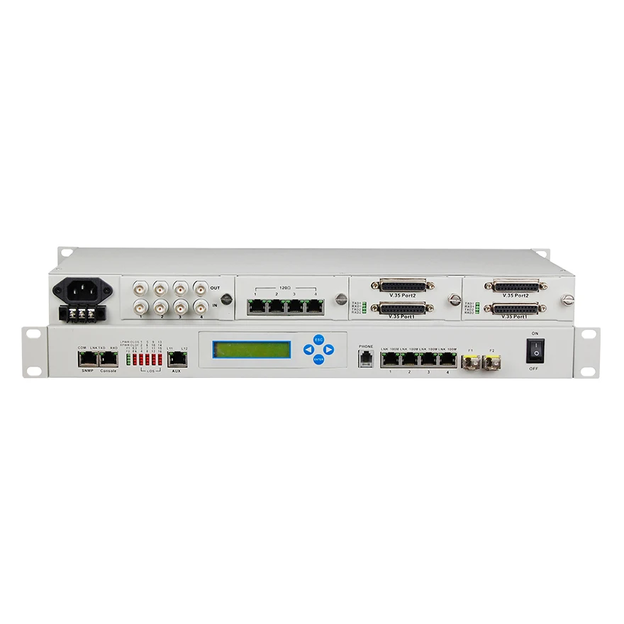 ประเภทโมดูลาร์ Multi-service Voice โทรศัพท์ Multiplexer E1 V.35 FXO FXS RS232 RS422 RS485 Fiber Mux