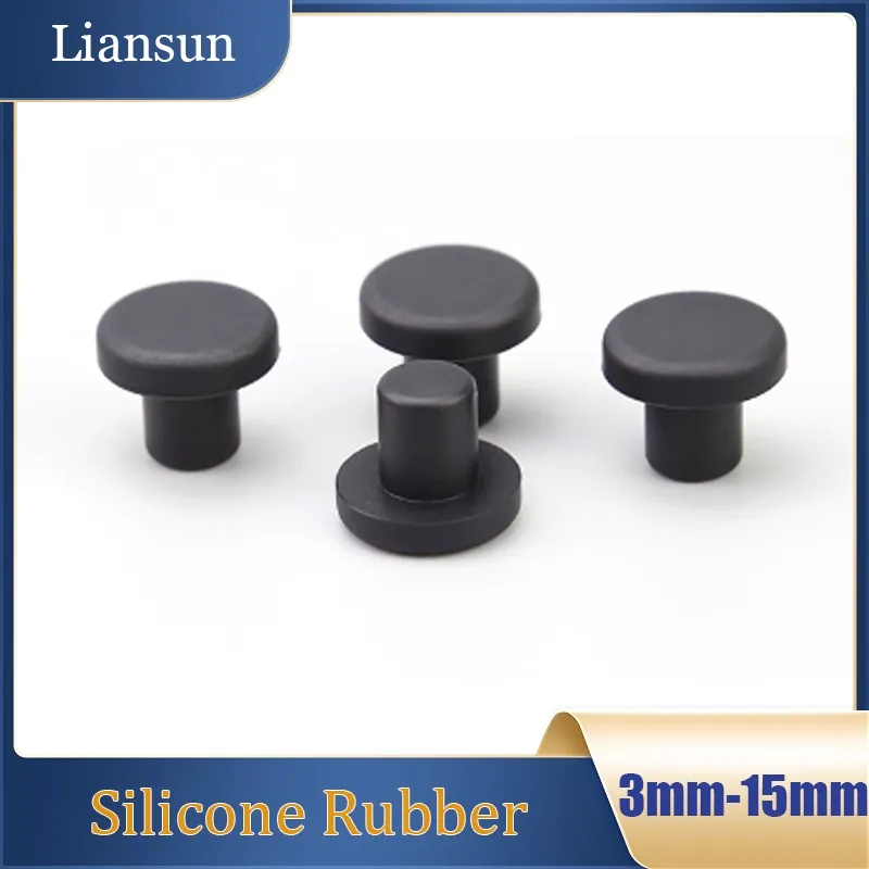 

3mm-15mm Black Silicone Solid Plugs, High-Temperature Resistant Rubber Plugs for Waterproof Sealing Dust and Moisture Protection