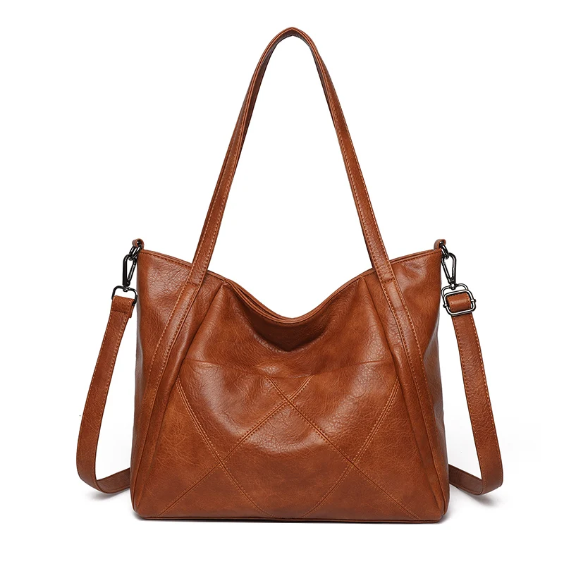 

Retro Brand Shoulder Bag Female Luxury Solid Color Classic Crossbody Bag for Women Large Capacity Style Soft PU Leather Tote Bag