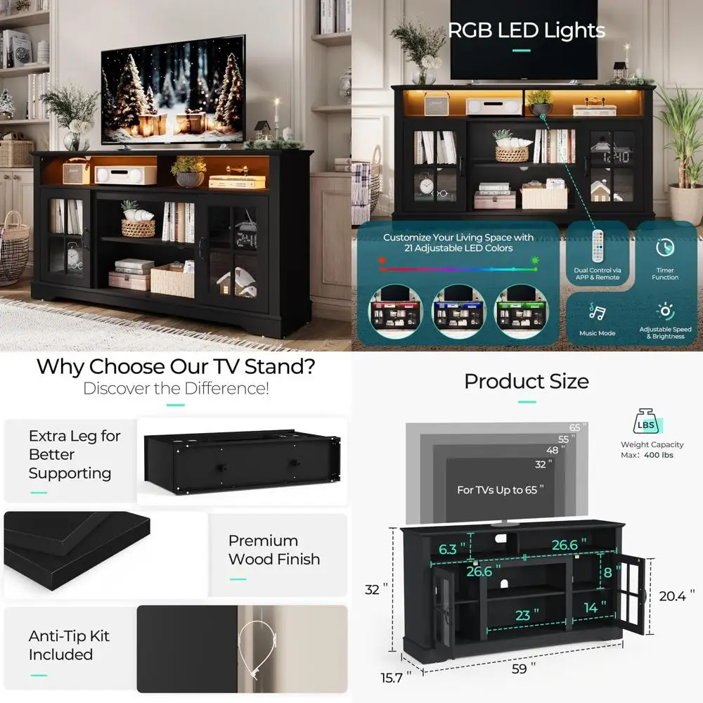 65 Inch Tv Stand, 3…