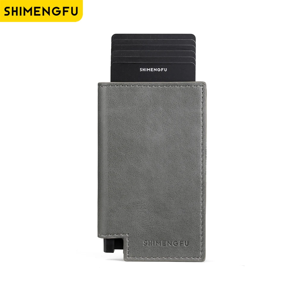 Pu Leather Men Wallets Card Holder Luxury RFID Protection Mini Metal Wallet Business ID Card Purse for Men and Women