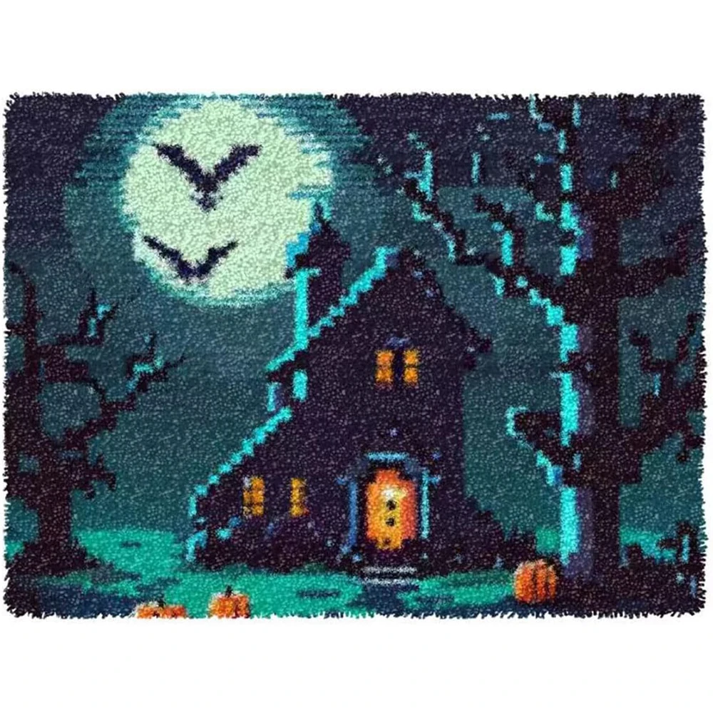 

Набор крючков с защелкой для взрослых/детей, вязаный коврик, предварительно напечатанный холст, Hallowmas, вышивка, гобелен, рукоделие, домашний декор