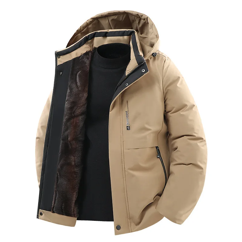 Man Down Jacket Winter Thicken Cold-proof Long Sleeve Male Detachable Hooded Coat Waterproof Outdoor Casual Men Outerwear