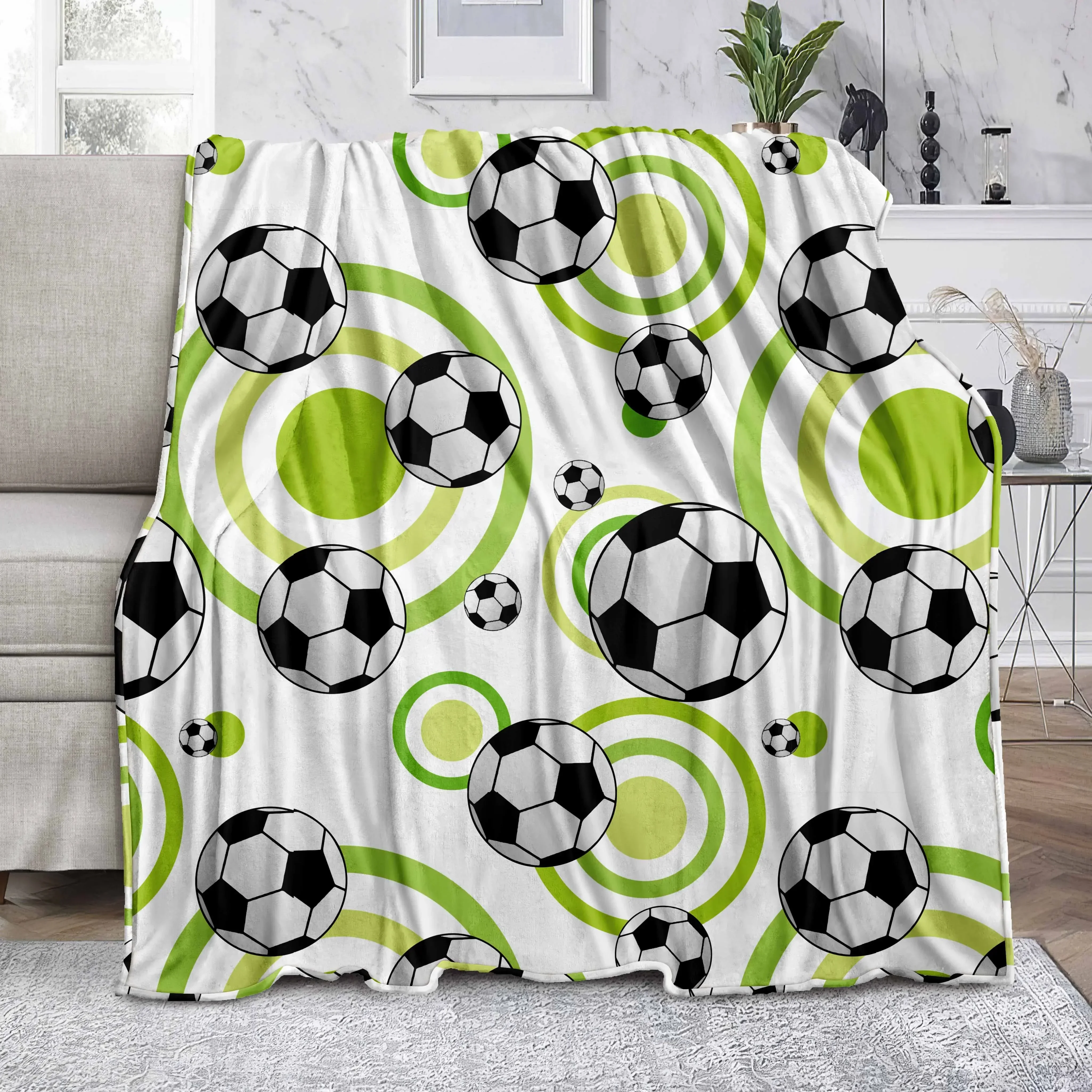 

Мягкий плед из микрофибры с узором в виде свежих зеленых кругов, уютный для кровати, дивана, кемпинга, пикника, зимний, теплый, декоративный