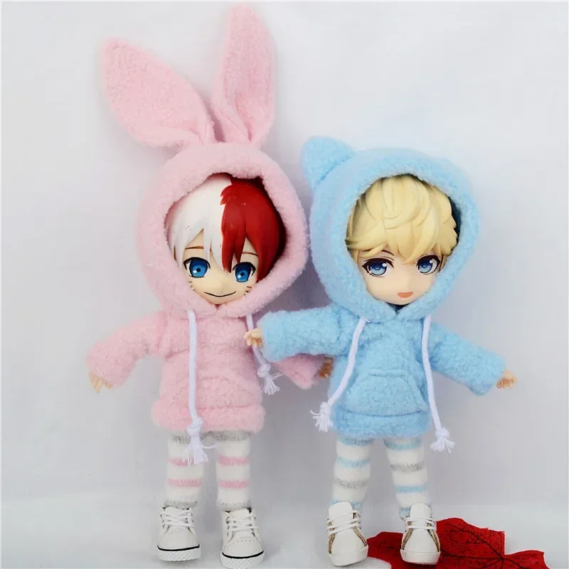 Ob11 revers kariertes hemd hoodie drucken top BJD 1/12 puppe kleidung puppe kleidung puppe zubehör