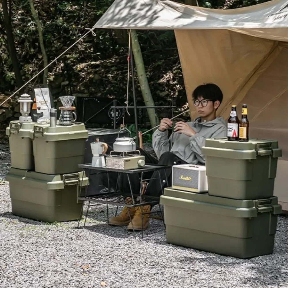 Camping Storage Box 60l Vehicle Use Large Storage Box Outdoor Travel Trunk Large Capacity Storage Organizer Simple Camping Table