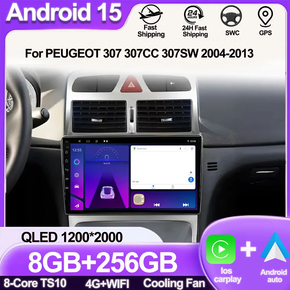 

Car Android Radio For PEUGEOT 307 307CC 307SW 2004-2013 Automotive Multimedia Pantalla Carplay Coche Receiver Stereo Camera DAB