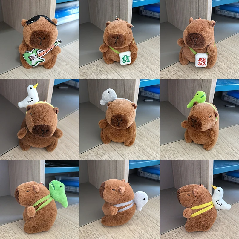 Weiche Angefüllte Puppe Rucksack Anhänger Capybara Plüsch Puppe Cartoon Schlüsselbund Anhänger Auto Tasche Schlüssel Ring Dekor Kind Geschenk Schlüsselbund