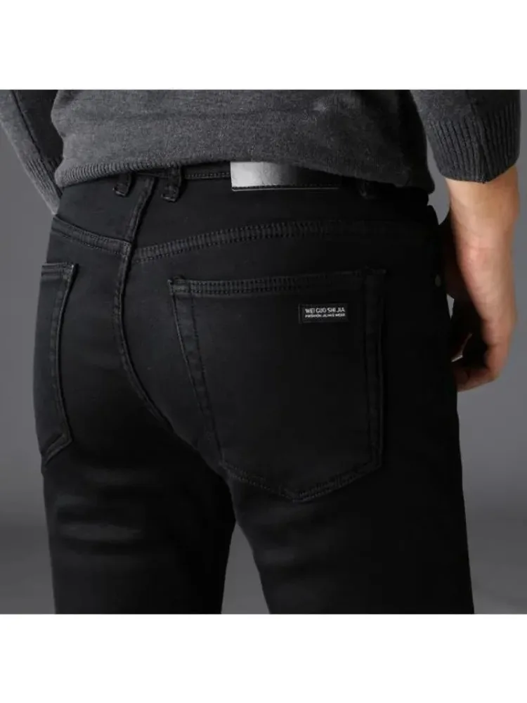 Lente Herfst Mannen Klassieke Modemerk Jeans Homme Man Zachte Stretch Zwart Biker Masculino Denim Broek Heren Broek Overalls - afbeelding 2