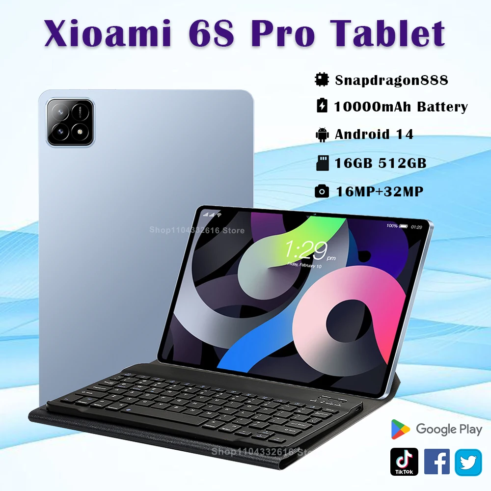 Original Tablet PC Xioami Pad 6S Pro 11inch HD 4K Android 14 16GB+1T 10000mAh 5G Dual SIM PhoneCall WiFi GPS Tablets PC