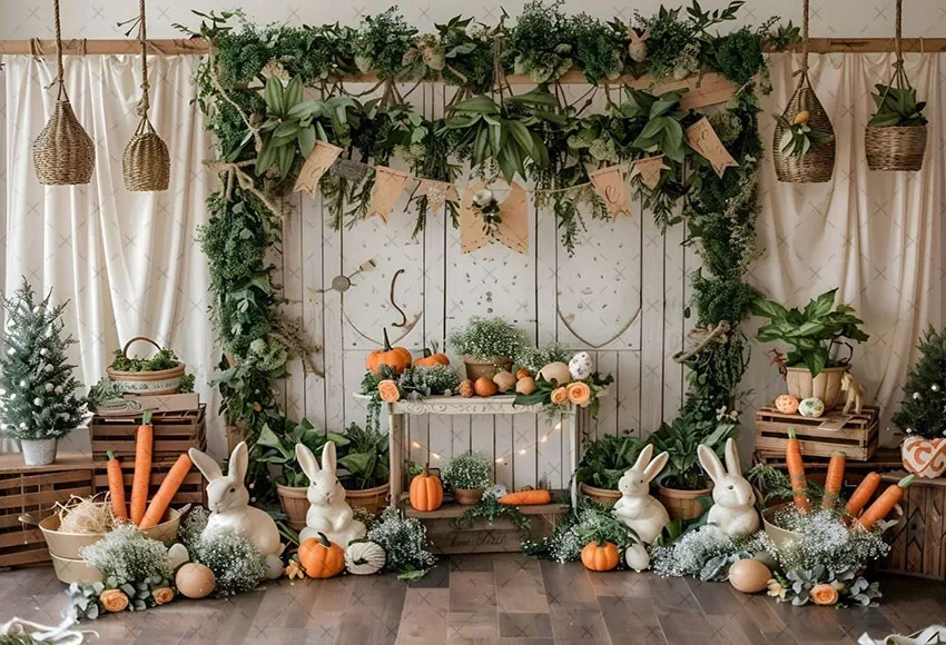 Mehofond التصوير خلفية الربيع أرنب عيد الفصح البيض الاطفال حفلة عيد ميلاد كعكة سحق صورة ديكور خلفية استوديو الصور