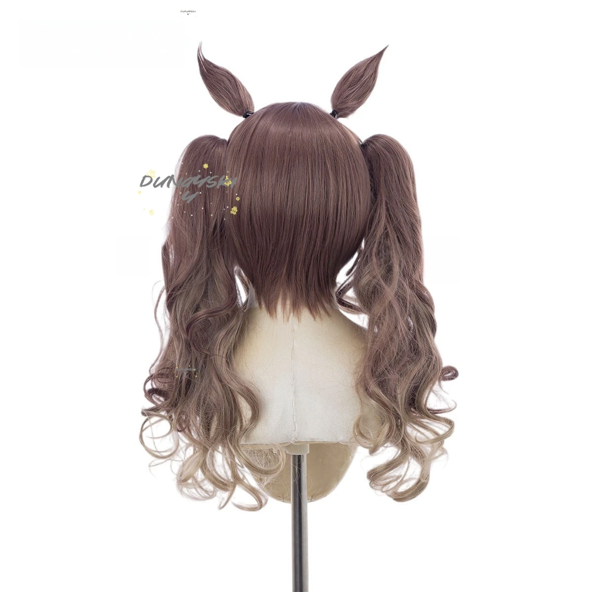 Uma Musume Tosen Jordanann Anime Game Cosplay Wig Synthetic Brown Ponytail Hair Perfect For Halloween Party Role-playing