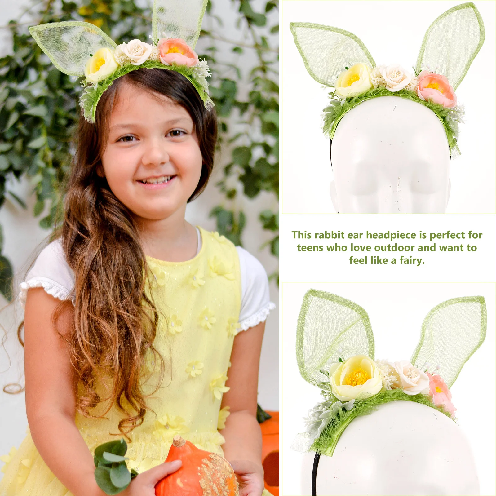 

Rabbit Ear Headb Bunny Accessories Costume Ears Adult Christmas Mesh Flower Hair Comfortable Party Photo