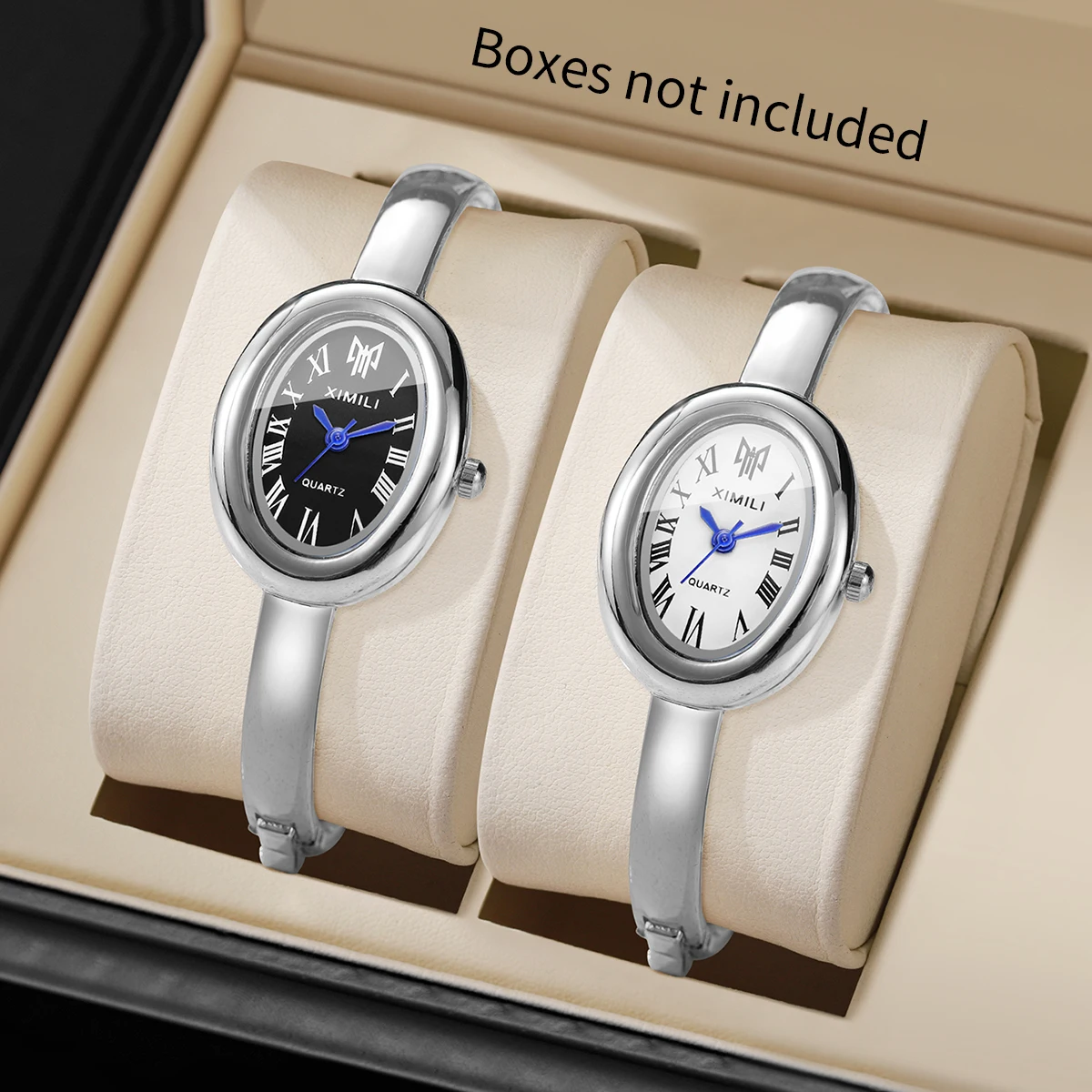 Women's Vintage Silver Tone Bangle Bracelet Watch Black/White Dial Roman Numerals Quartz Wristwatch for Daily Casual Wear