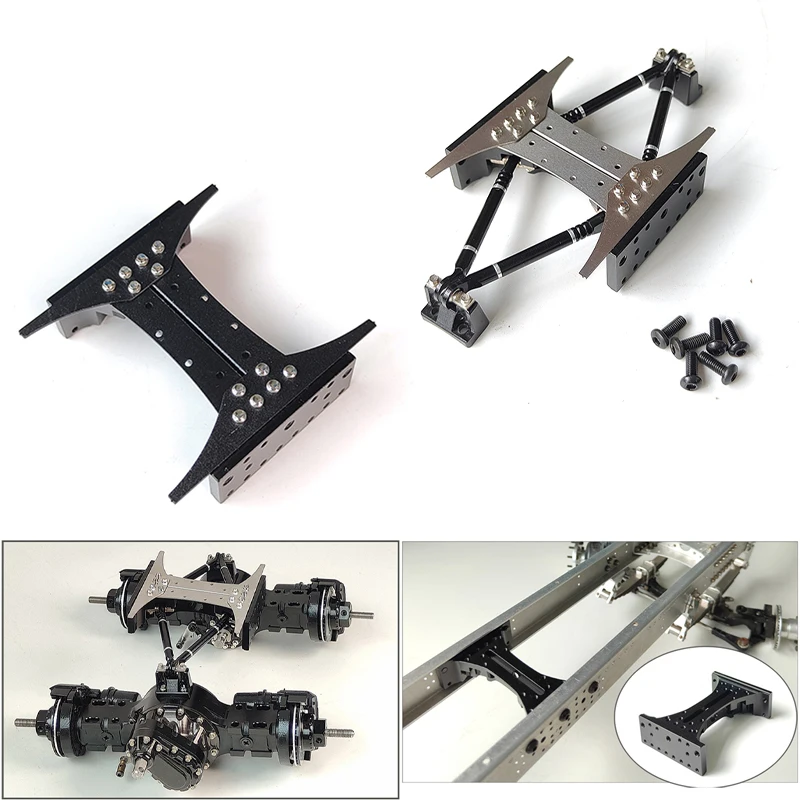 Simulation Metal Double-beam Rear Suspension Integrated for 1/14 Tamiya RC Truck Car Scania 770S BENZ 3363 VOLVO FH16 MAN