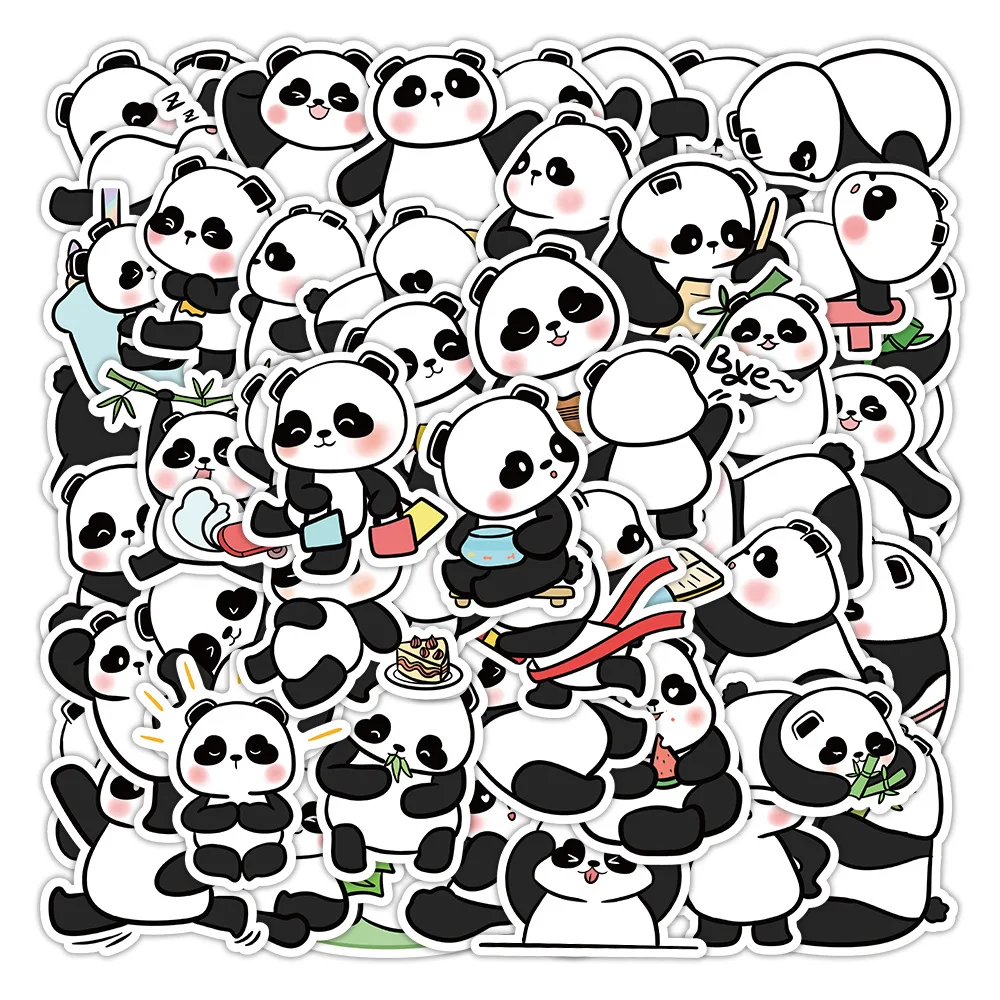 10/30/50PCS Kawaii Panda Stickers Funny Animal Cartoon Decals Waterproof Phone Notebook Helmet Stationery Kids Sticker DIY Toys