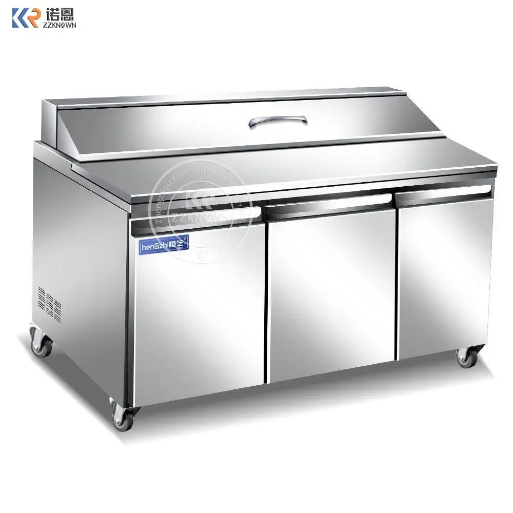 Commercial pizza display refrigerator/refrigerated counter professional stainless steel salad freezer