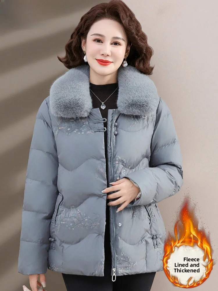 

Thiened Fce Winter Cotton Jaet for Women Middle-Aged And ly Warm Sli Outerwear Coat Korean Sle Loose Fit
