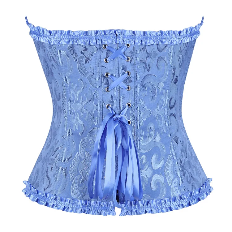 Frauen Korsett Top Jacquard Overbust Bustier Viktorianischen Sexy Lace up Floral Dessous Korset Vintage Gothic Basken Kostüm – Detail 36