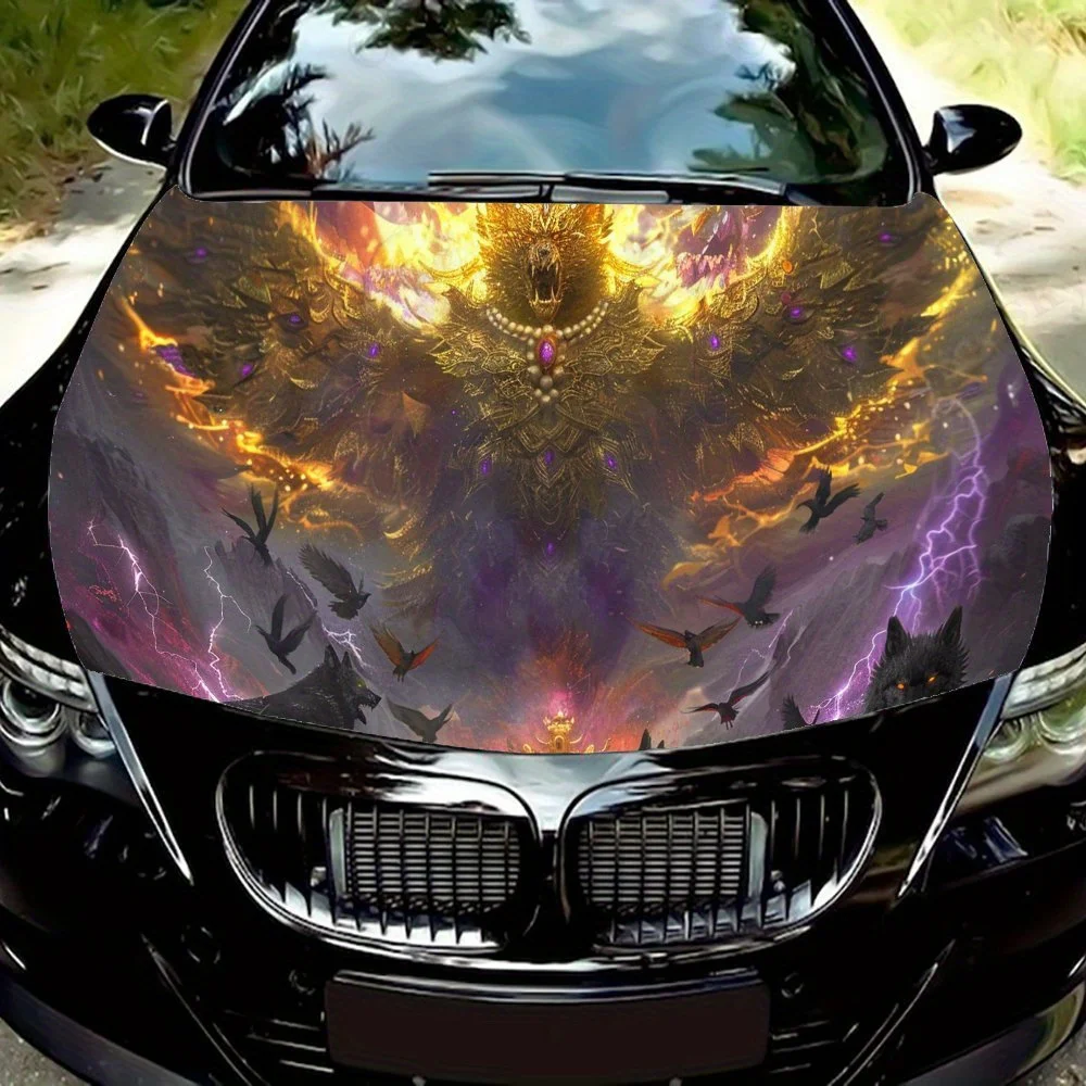 

Flying Wolf Print car hood stickers, waterproof self-adhesive, scratch resistant, easy to stick, durable car PVC stickers, car d