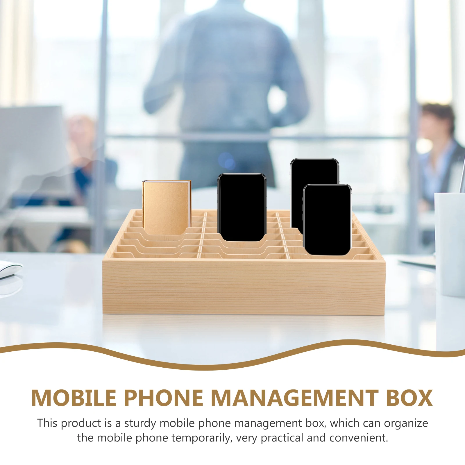 

Wooden Phone Management Rack 12 Grids Storage Box for Office Classroom Home Supplies Multi Grid Mobile Holder Display