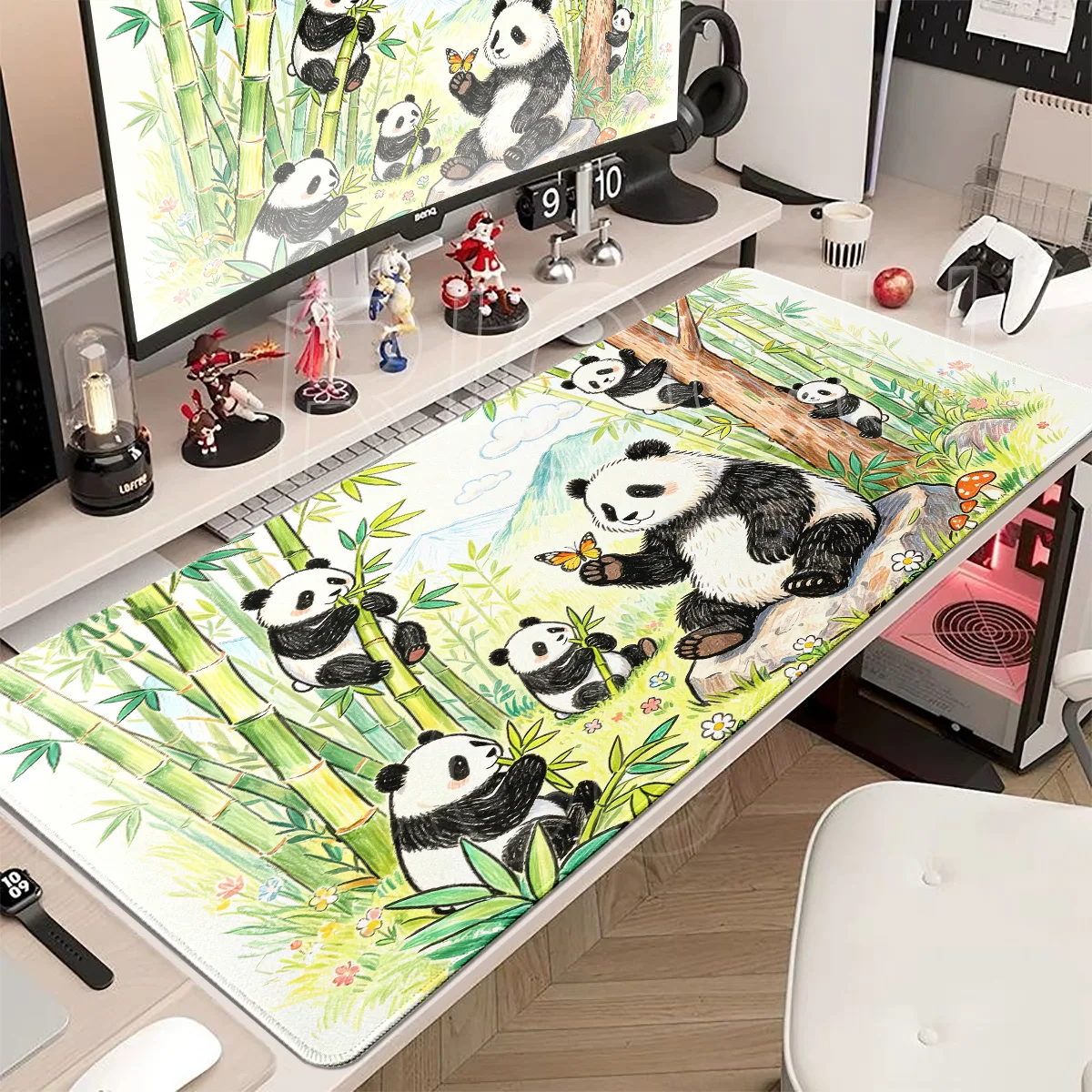Panda Mouse Pad Large Computer HD Printing Office XXL Kawaii Game Table 400x900mm Mat Rubber Carpet Anti-slip Keyboard Desk Pads