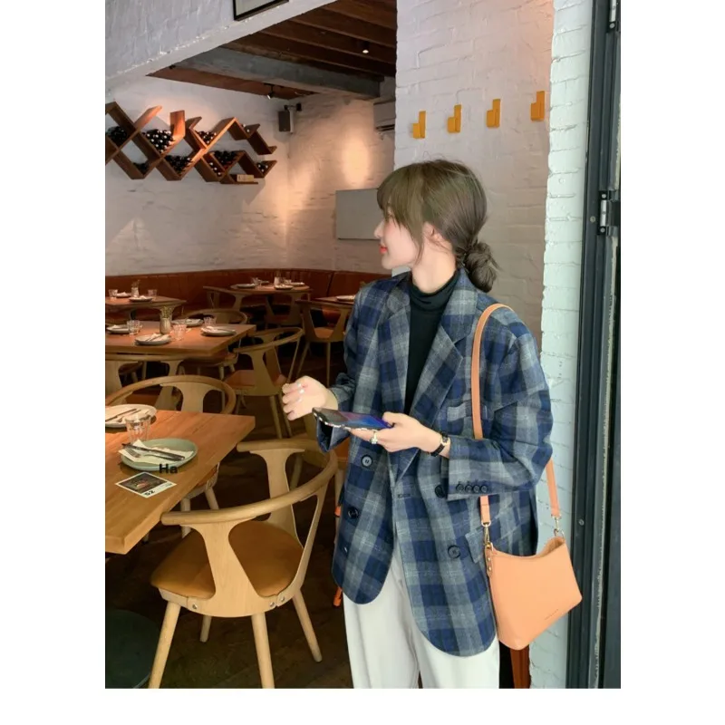 2025年新作 ウールブレザー レディース チェック柄 韓国風 ルーズデザイン 秋冬 中綿入り 厚手コート