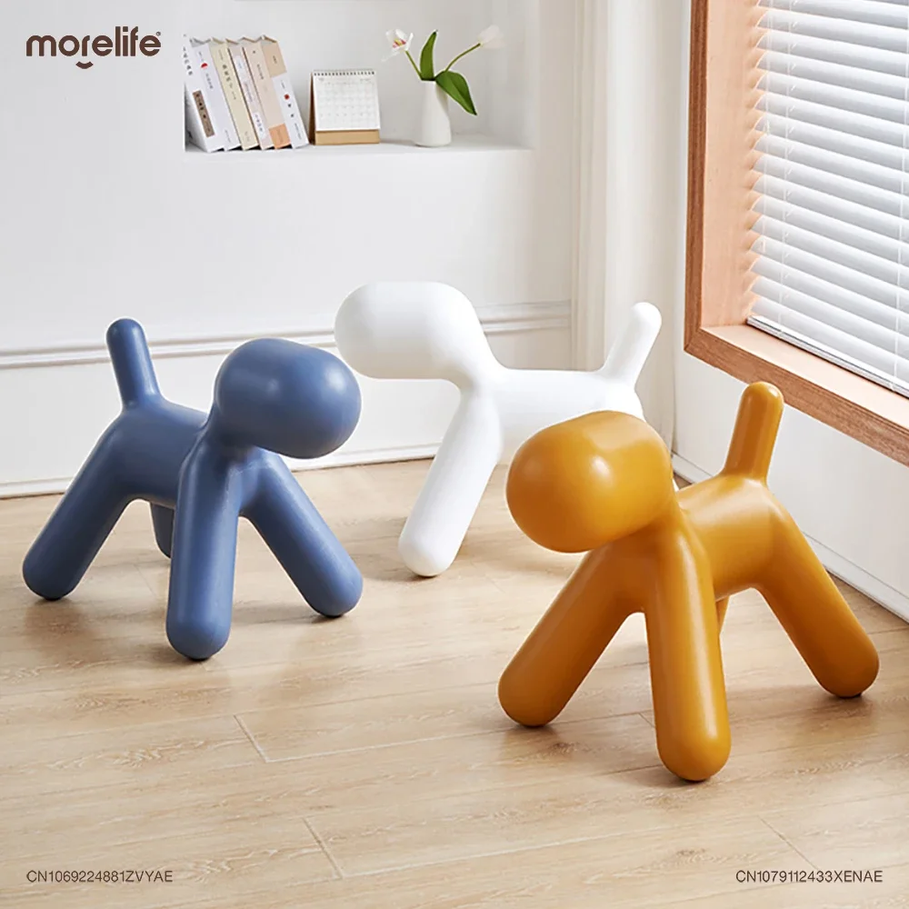 Nordic Creative Design Fun Puppy Design Shoe Changing Stools Living Room Plastic Bench Animal Ottoman Cute Footstool Furniture