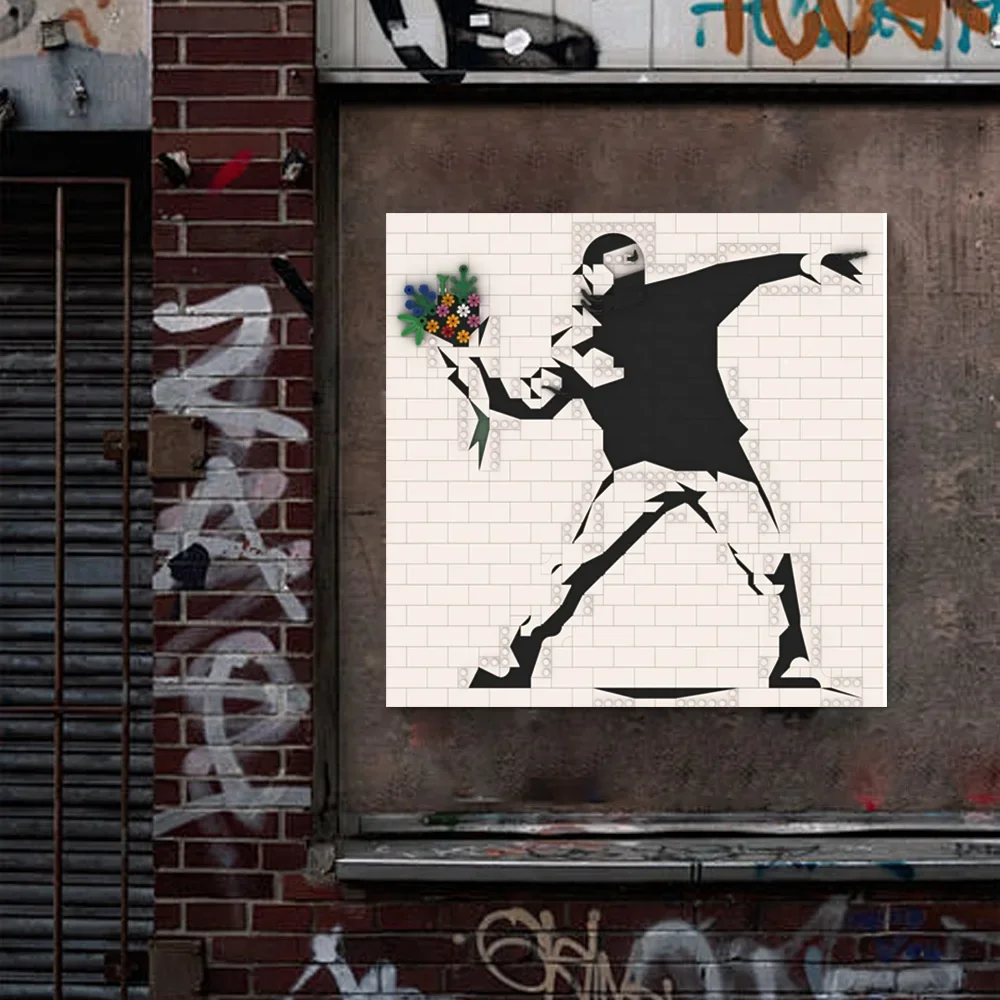 

MOC Banksys Цветочные кирпичи Модель Banksys Цветочный бросок Креативное искусство Открытка Строительные блоки Сборка игрушек Дети DIY Подарки