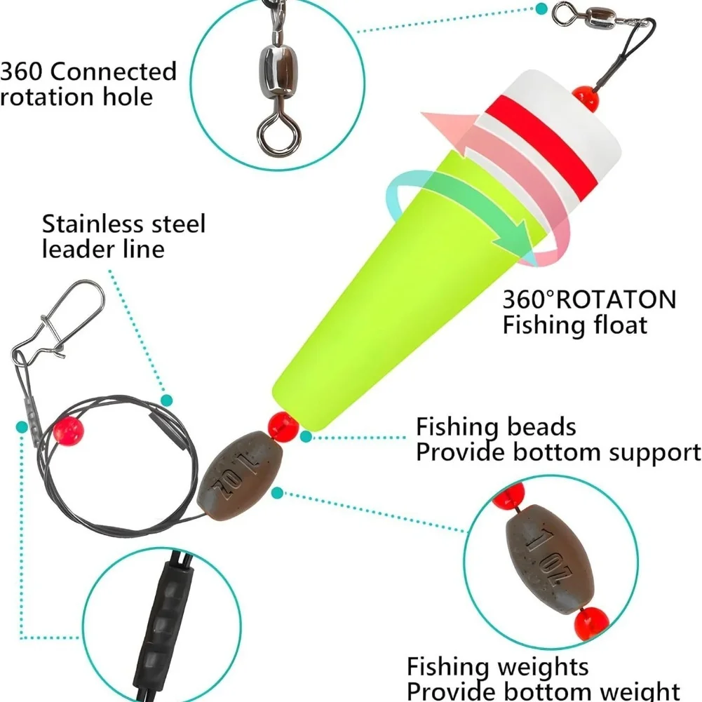 1/2oz 3/4oz 1oz Fishing Floats Bobbers Weighted Popping Cork Trout Float Rig For Saltwater Freshwater Rattle Fishing Tackle