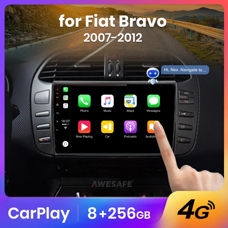 AWESAFE Wireless CarPlay Autoradio for Fiat Bravo 2007 2008 2009 -2012  Car Radio Multimedia Player Android Auto Stereo GPS